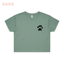 Load image into Gallery viewer, Little Rover Custom Paw Print Cropped Tee Sage
