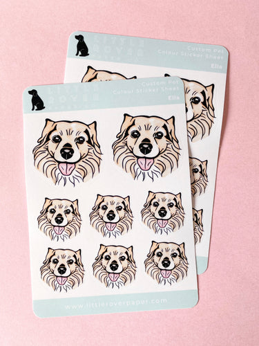 Little Rover Custom Pet Colour Sticker Sheets (Pack of 2) Dog Head Only