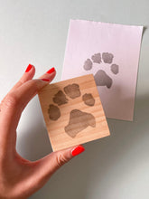 Load image into Gallery viewer, Custom Hand-Carved Paw Print Stamp Wood Block
