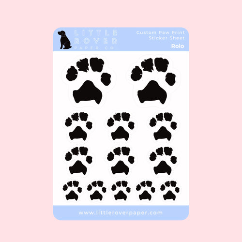 Custom Paw Print Sticker Sheet Black
